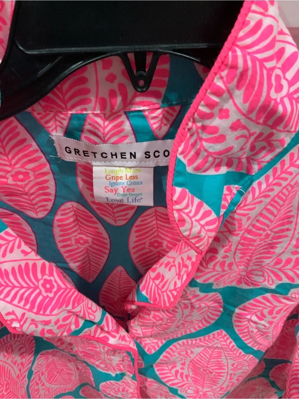 Gretchen Scott Designs Pink & Teal Printed Pajama Set - Picture 2 of 4